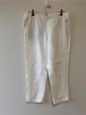 J Jill Love Linen Size Medium White 100%  Linen Straight Leg Cropped Capris Pant